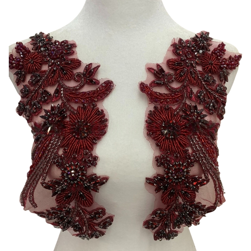 Applique Patch Flower - 49MC เย็บปักถักร้อยลูกปัดข้าวสาลี Applique เย็บบนอุปกรณ์เสริมสำหรับชุดราตรี