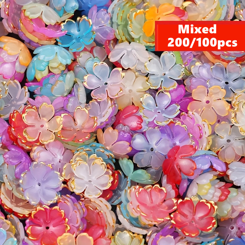 Embroidery Embellishments - 200/100 ชิ้น 15 มม. ลูกปัดอะคริลิคหลากสี -