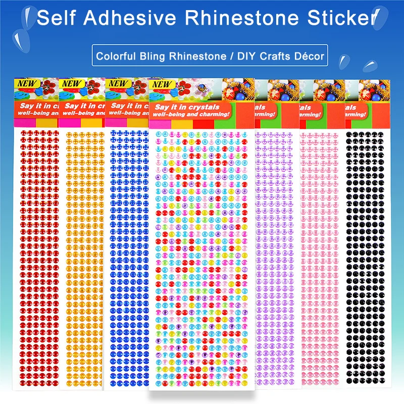 Embellishment Glue Craft - 900/504Pcs Bling อะคริลิค Rhinestone แผ่นสติกเกอร์อัญมณีเพชร Self