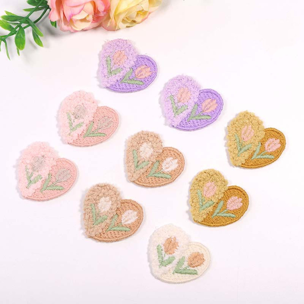 Applique Patch Flower - 10ชิ้นผ้าขนสัตว์ดอกไม้รัก applique สำหรับเสื้อผ้า DIY, หมวก, รองเท้า,