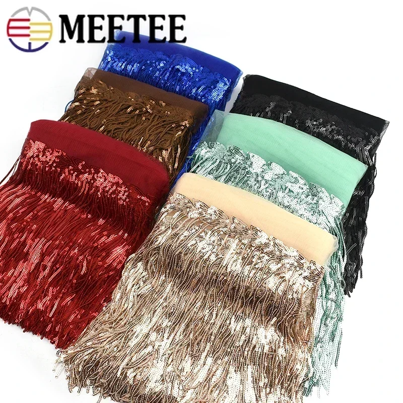 Fringe Ribbon Sewing - 2/5/10หลาเลื่อมปักขอบพู่ประดับลูกไม้ริบบิ้นแวววาวสายผ้าประสิทธิภาพการเต้น DIY เสื้อผ้าเย็บขอบ