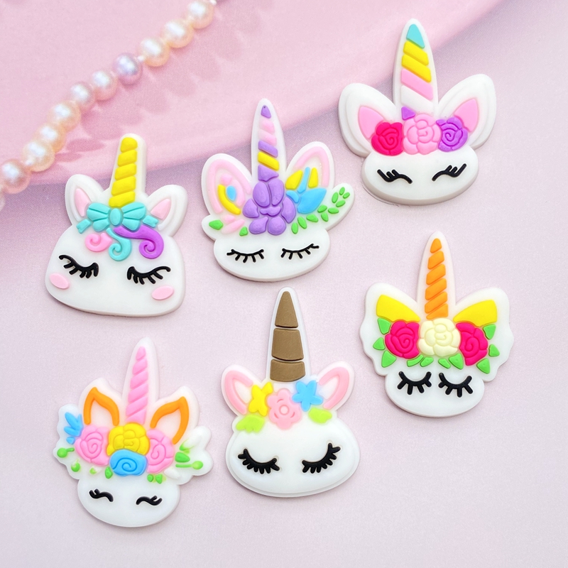 Embellishment Glue Craft - 12Pcs มินิน่ารักยูนิคอร์น PVC กาวยืดหยุ่นแบน DIY สมุดภาพประดับหัตถกรรมโทรศัพท์ตกแต่ง