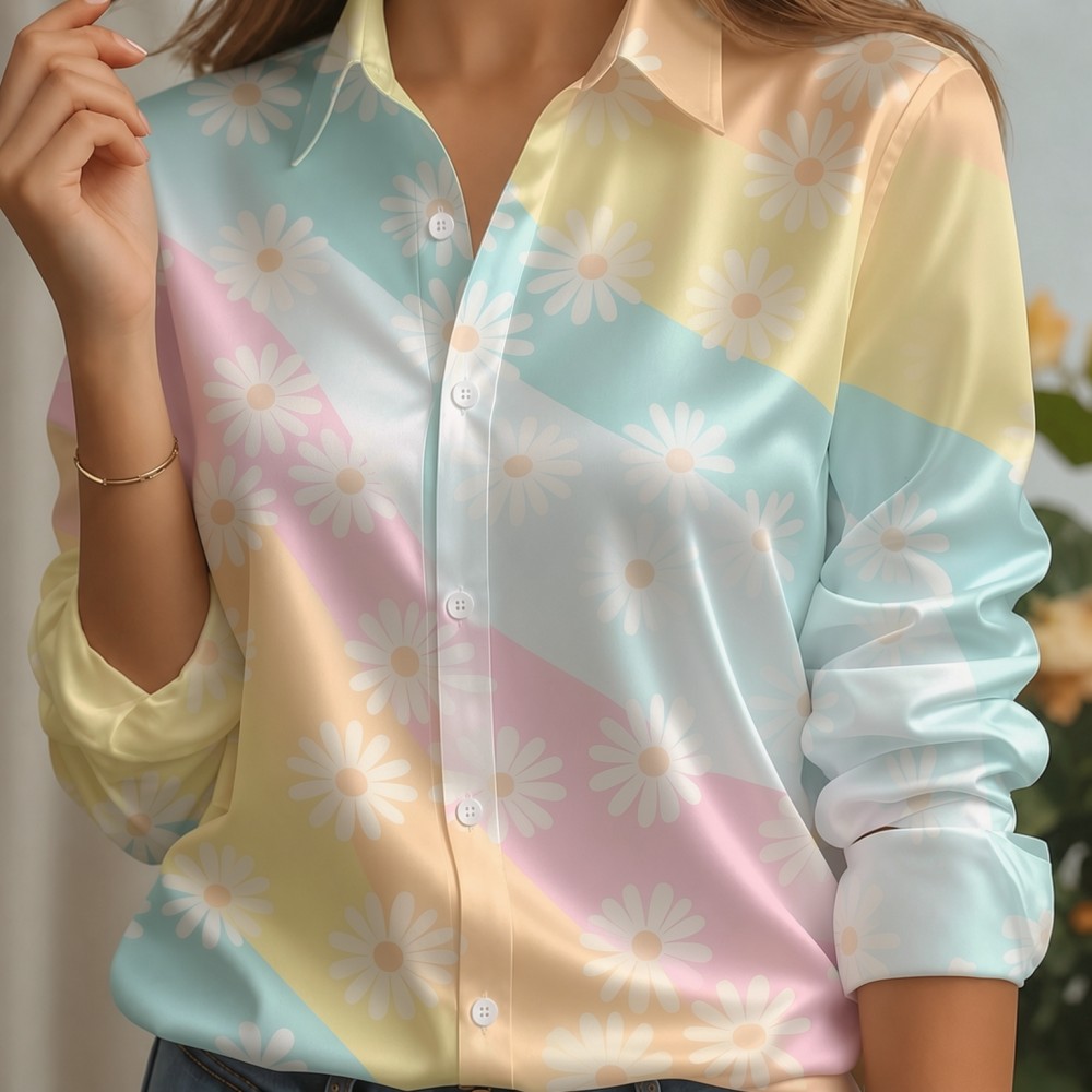 เสื้อเชิ้ตผู้หญิง ปกผ้าซาติน ล - Embellish Knit บทวิจารณ์และราคา