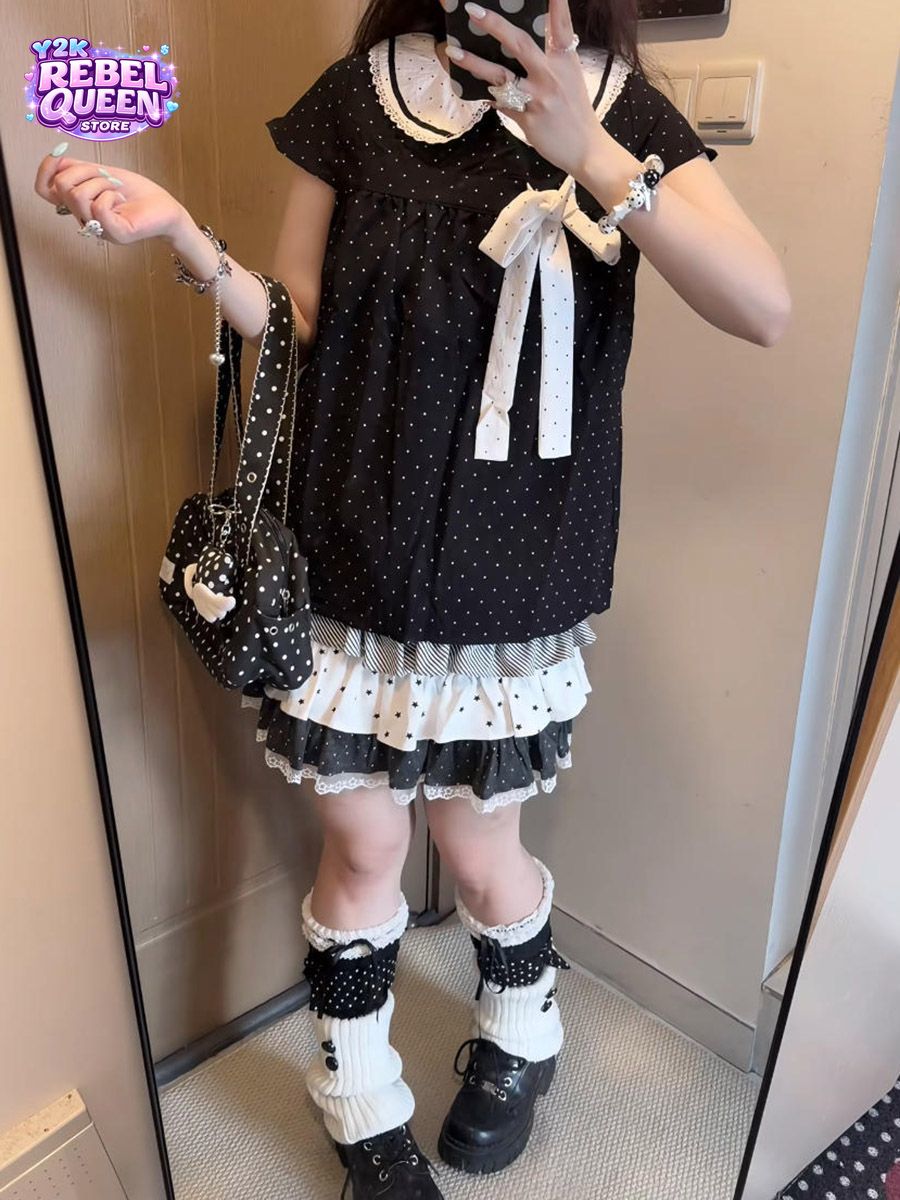 ชุดเซ็ต 2 ชิ้นสไตล์ Y2K คาวาอี - Lace Ribbon Trim บทวิจารณ์และราคา