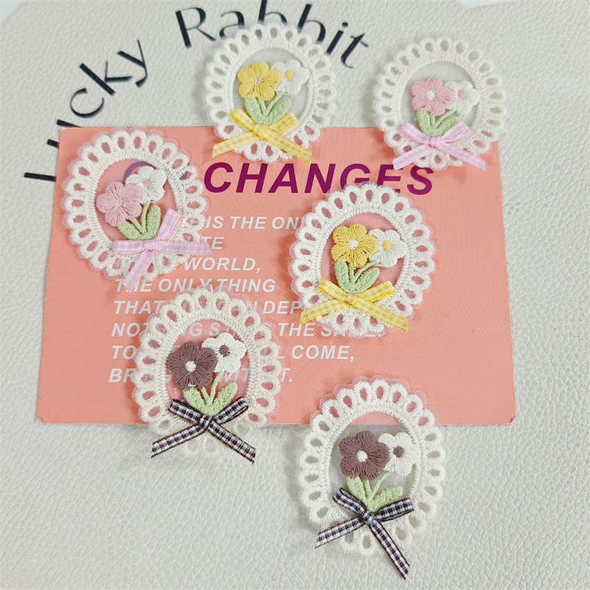แพทช์ปักลายดอกไม้รูปโบว์วงรีขอ - Applique Patch Flower บทวิจารณ์และราคา