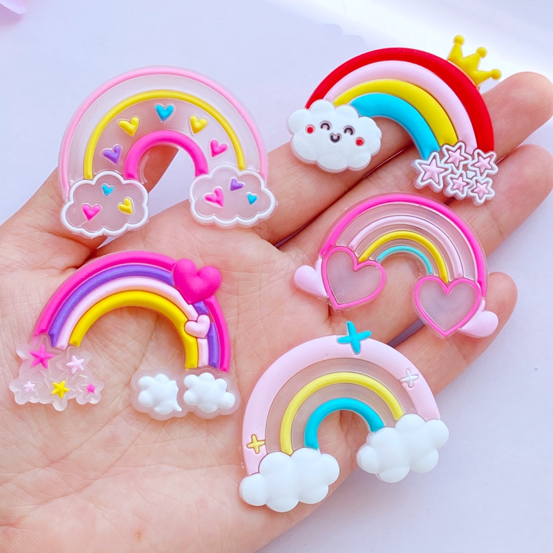 10Pcs ใหม่น่ารักการ์ตูน Rainbo - Embellishment Glue Craft บทวิจารณ์และราคา