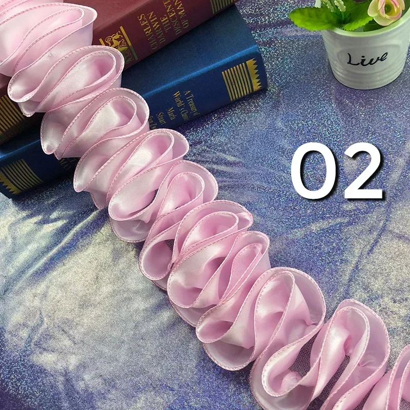 5 หลาจีบ Ruffled Trim เงาซาติน - Lace Ribbon Trim บทวิจารณ์และราคา