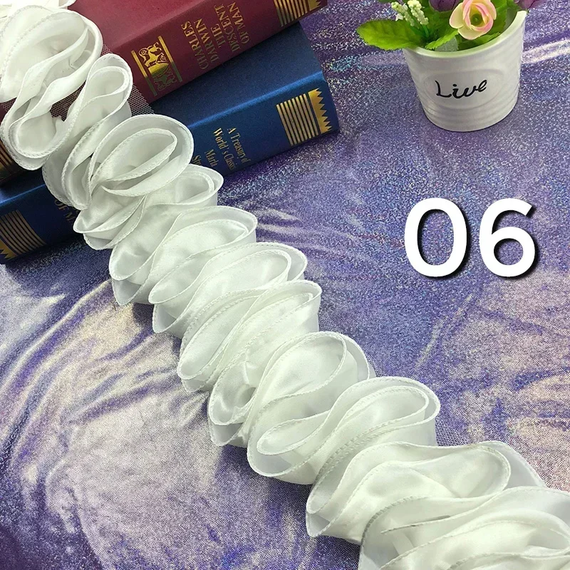 5 หลาจีบ Ruffled Trim เงาซาติน - Lace Ribbon Trim บทวิจารณ์และราคา